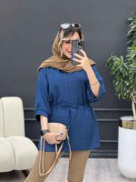 مانتو کرسپو یقه چاک کمر گت کد 4826 - تصویر 7