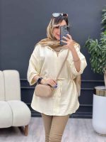 مانتو کرسپو یقه چاک کمر گت کد 4826 - تصویر 6