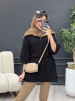 مانتو کرسپو یقه چاک کمر گت کد 4826 - تصویر 5