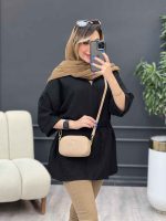 مانتو کرسپو یقه چاک کمر گت کد 4826 - تصویر 12