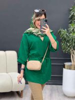 مانتو کرسپو یقه چاک کمر گت کد 4826 - تصویر 4