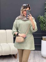 مانتو کرسپو یقه چاک کمر گت کد 4826 - تصویر 10