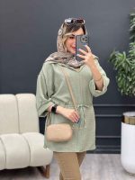 مانتو کرسپو یقه چاک کمر گت کد 4826 - تصویر 3
