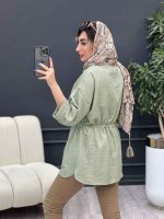 مانتو کرسپو یقه چاک کمر گت کد 4826 - تصویر 16