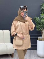 مانتو کرسپو یقه چاک کمر گت کد 4826 - تصویر 9