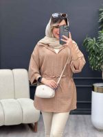 مانتو کرسپو یقه چاک کمر گت کد 4826 - تصویر 8