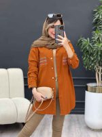 مانتو لینن دو جیب گلدوزی کد 4830 - تصویر 2