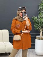 مانتو لینن دو جیب گلدوزی کد 4830 - تصویر 12