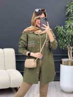 مانتو لینن دو جیب گلدوزی کد 4830 - تصویر 5