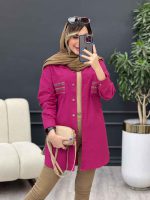 مانتو لینن دو جیب گلدوزی کد 4830 - تصویر 20