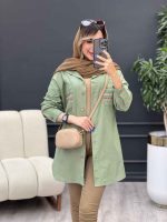مانتو لینن دو جیب گلدوزی کد 4830 - تصویر 3