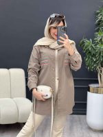 مانتو لینن دو جیب گلدوزی کد 4830 - تصویر 4