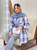 مانتو چهارخونه دو جیب پاکتی کد 4856 - تصویر 14