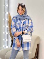 مانتو چهارخونه دو جیب پاکتی کد 4856 - تصویر 7