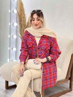 مانتو چهارخونه دو جیب پاکتی کد 4856 - تصویر 4