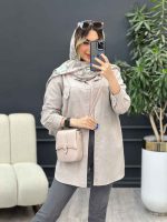 مانتو لینن سر جیب پاگن کد 4855 - تصویر 8