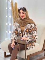 مانتو طرح دار مغزی دوزی کد 4834 - تصویر 2