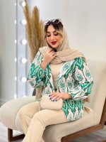 مانتو طرح دار مغزی دوزی کد 4834 - تصویر 6