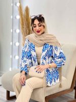 مانتو طرح دار مغزی دوزی کد 4834 - تصویر 4