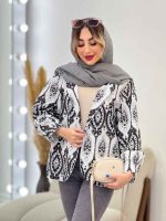 مانتو طرح دار مغزی دوزی کد 4834 - تصویر 7