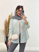 مانتو راه راه آستین سه دکمه کد 4741 - تصویر 12