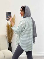 مانتو راه راه آستین سه دکمه کد 4741 - تصویر 10