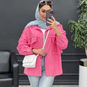 مانتو دو جیب پاکتی ریش دار کد 4817