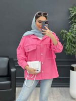 مانتو دو جیب پاکتی ریش دار کد 4817 - تصویر 14