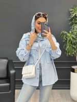 مانتو دو جیب پاکتی ریش دار کد 4817 - تصویر 13