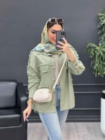 مانتو دو جیب پاکتی ریش دار کد 4817 - تصویر 3