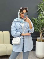مانتو لینن سر جیب دکمه وینا کد 4846 - تصویر 22