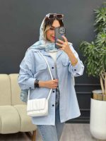 مانتو لینن سر جیب دکمه وینا کد 4846 - تصویر 9