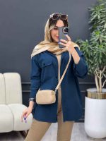 مانتو لینن سر جیب دکمه وینا کد 4846 - تصویر 29