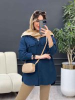 مانتو لینن سر جیب دکمه وینا کد 4846 - تصویر 6