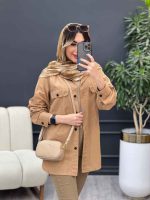 مانتو لینن سر جیب دکمه وینا کد 4846 - تصویر 17