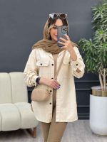 مانتو لینن سر جیب دکمه وینا کد 4846 - تصویر 27