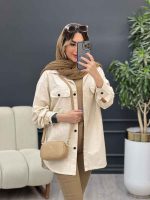 مانتو لینن سر جیب دکمه وینا کد 4846 - تصویر 3
