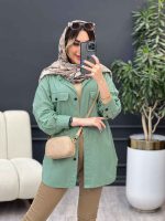 مانتو لینن سر جیب دکمه وینا کد 4846 - تصویر 2