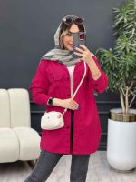 مانتو لینن سر جیب دکمه وینا کد 4846 - تصویر 7