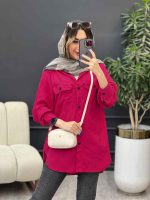مانتو لینن سر جیب دکمه وینا کد 4846 - تصویر 4