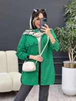 مانتو لینن سر جیب دکمه وینا کد 4846 - تصویر 16