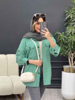 مانتو لینن سر جیب دکمه وینا کد 4846 - تصویر 28