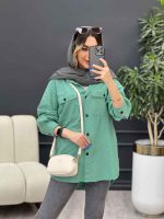 مانتو لینن سر جیب دکمه وینا کد 4846 - تصویر 13