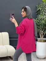 مانتو لینن سر جیب دکمه وینا کد 4846 - تصویر 8