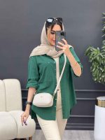 مانتو لینن رنگی بغل پنج دکمه کد 4872 - تصویر 23