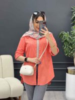 مانتو لینن رنگی بغل پنج دکمه کد 4957 - تصویر 8