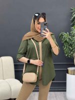 مانتو لینن رنگی بغل پنج دکمه کد 4957 - تصویر 13