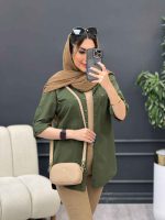 مانتو لینن رنگی بغل پنج دکمه کد 4957 - تصویر 6
