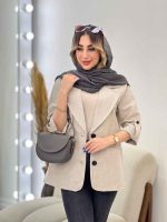مانتو راه راه دو دکمه جیب نما کد 4849 - تصویر 7
