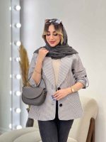 مانتو راه راه دو دکمه جیب نما کد 4849 - تصویر 20